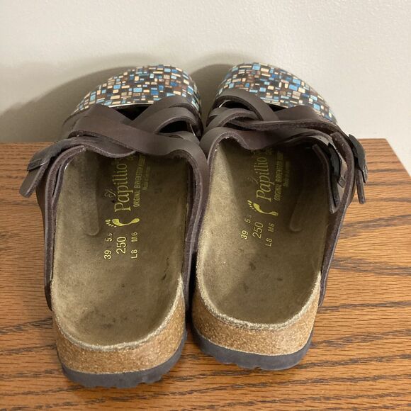 Birkenstock Papillio Lugano Mosaic Brown Birko Flor Clog 39 Colorful Comfort - Picture 11 of 12